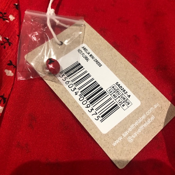 BNWT Savel Red Floral Long-sleeved Amelia Mini Dress size 12 - Picture 8 of 11